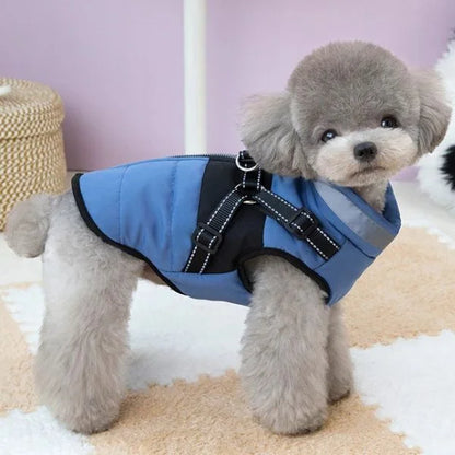 Dog Coat | Reflective Winter Jacket with Harness-blue