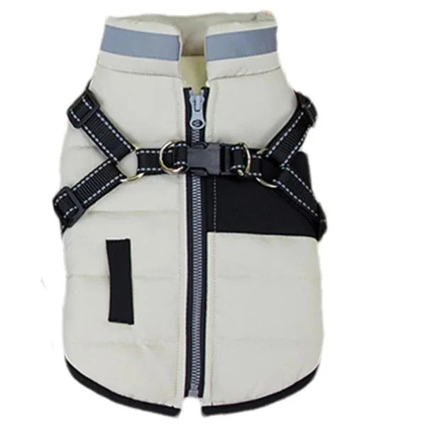 Dog Coat | Reflective Winter Jacket with Harness-white