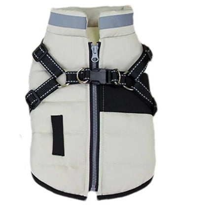 Dog Coat | Reflective Winter Jacket with Harness-white
