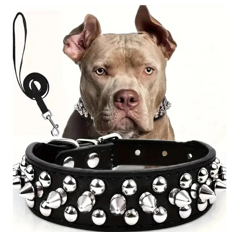 Dog-Collar-Apex-Spiked-Leather-Collar-_-Adjustable-Lead-Set-black