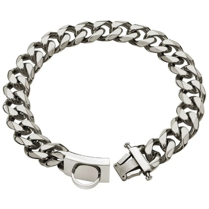 Dog Collar Ascot Cuban Link Bold Style, Solid Steel