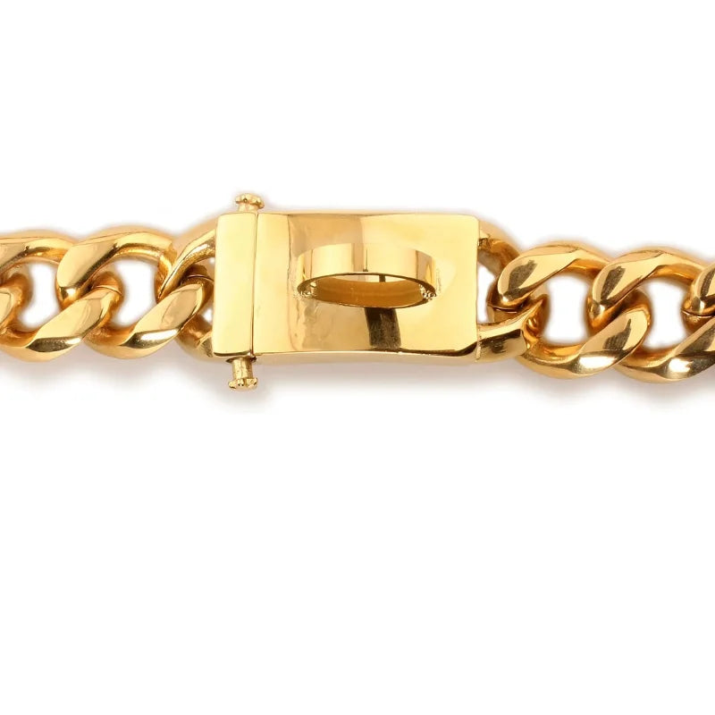Dog Collar Ascot Cuban Link Bold Style, Solid Steel