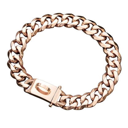 Dog Collar Ascot Cuban Link Bold Style, Solid Steel