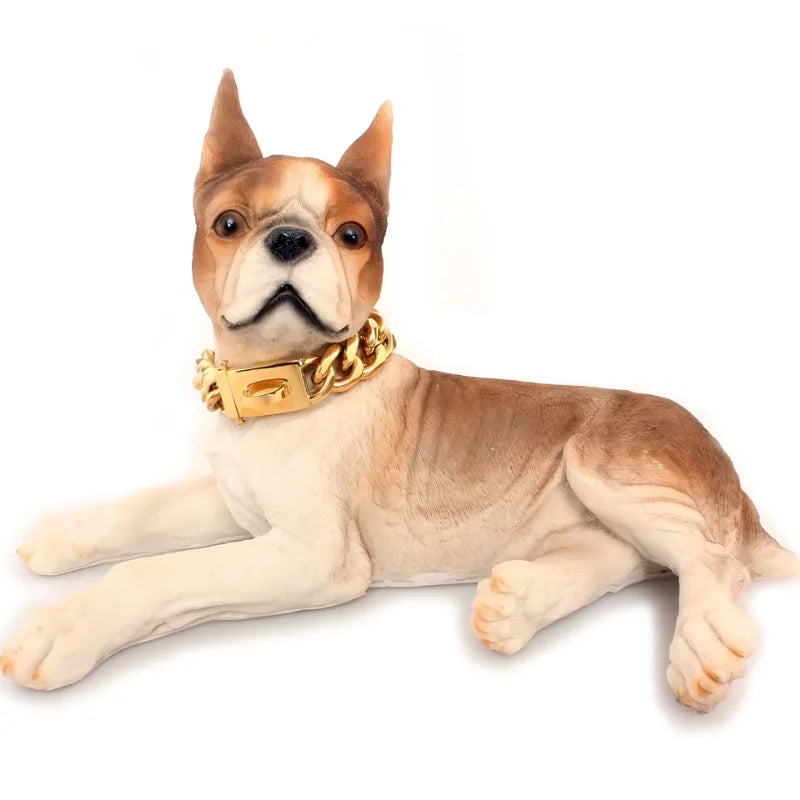 Dog Collar Ascot Cuban Link Bold Style, Solid Steel