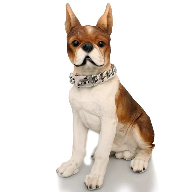 Dog Collar Ascot Cuban Link Bold Style, Solid Steel