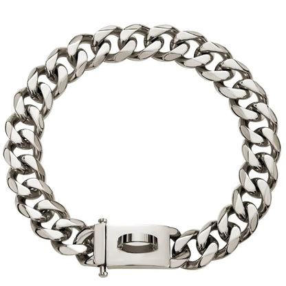 Dog Collar Ascot Cuban Link Bold Style, Solid Steel