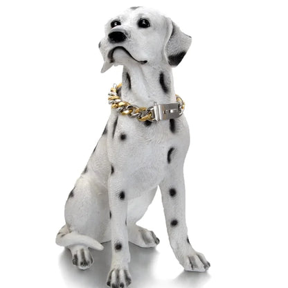 Dog Collar Ascot Cuban Link Bold Style, Solid Steel