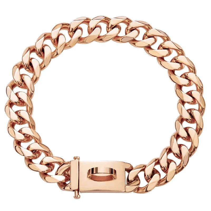 Dog Collar Ascot Cuban Link Bold Style, Solid Steel