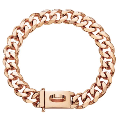 Dog Collar Ascot Cuban Link Bold Style, Solid Steel