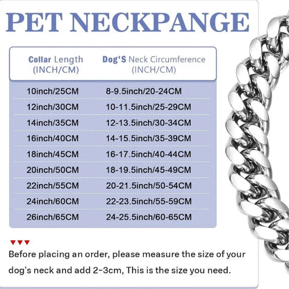 Dog Collar Ascot Cuban Link Bold Style, Solid Steel