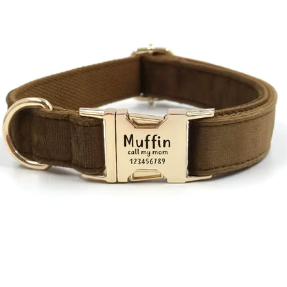 Dog-Collar-Ischia-Velvet-Personalised-brown