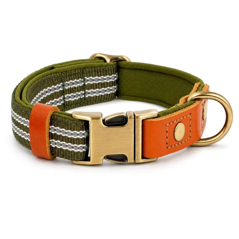 Dog-Collars-Svea-Retro-Reflective-Timeless-Style-grenn
