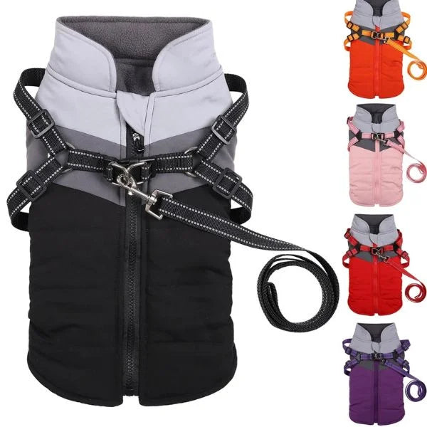 Dog Coat  Warm Winter Jacket with Harness and Zip