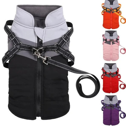 Dog Coat  Warm Winter Jacket with Harness and Zip