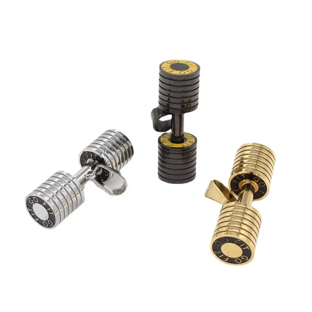 GRITT   Unisex Dumbbell Pendant Necklace in Stainless Steel