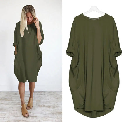 Maternity Dress  A-Line in Cotton and Polyester Long Sleeve