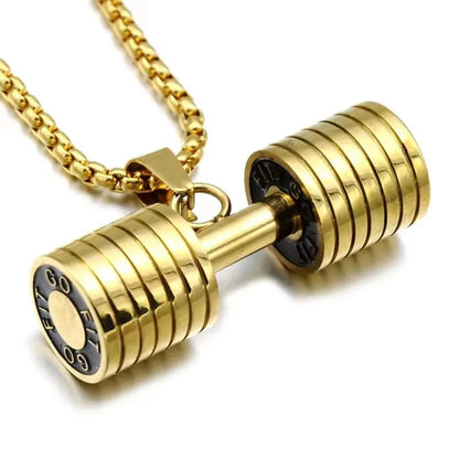GRITT   Unisex Dumbbell Pendant Necklace in Stainless Steel