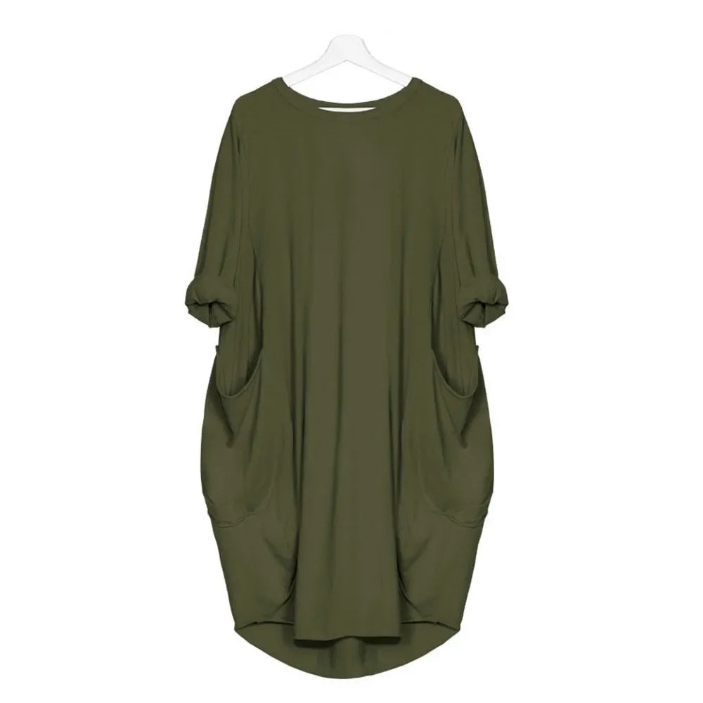 Maternity Dress  A-Line in Cotton and Polyester Long Sleeve