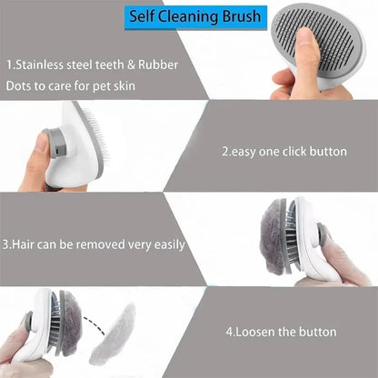 Self-Cleaning Pet Hair Remover / Cat &amp; Dog Slicker Brush