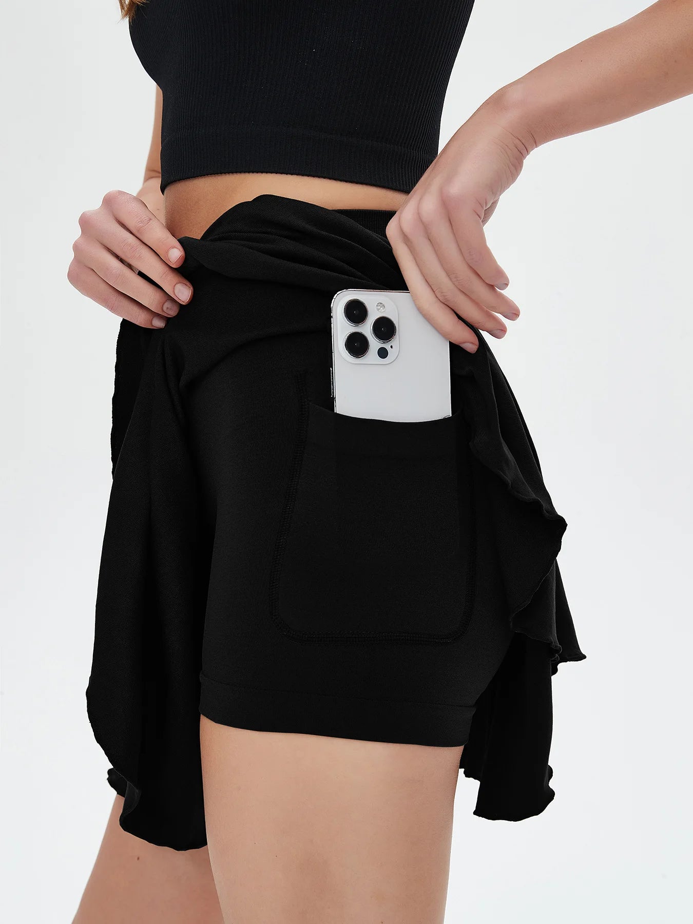 Women’s Sports Mini Skirt with Pockets / High Waist &amp; Safety Inner Shorts