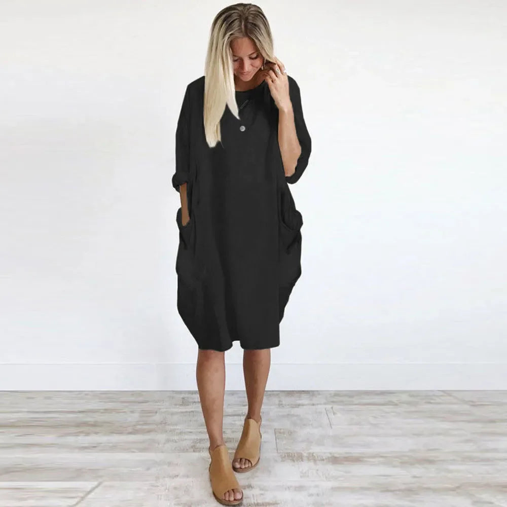Maternity Dress  A-Line in Cotton and Polyester Long Sleeve