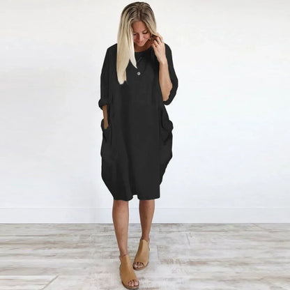 Maternity Dress  A-Line in Cotton and Polyester Long Sleeve