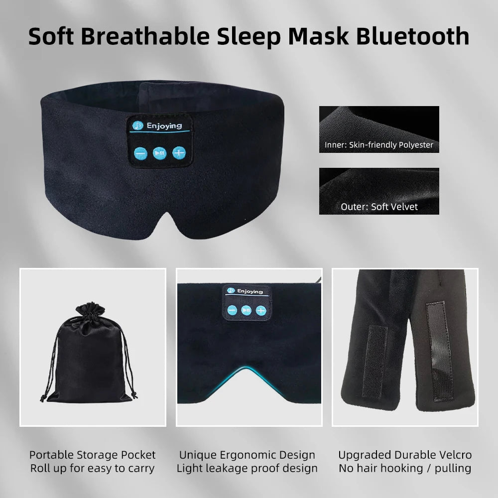Bluetooth Sleep Eye Mask / Adjustable &amp; Comfortable for Travel and Insomnia