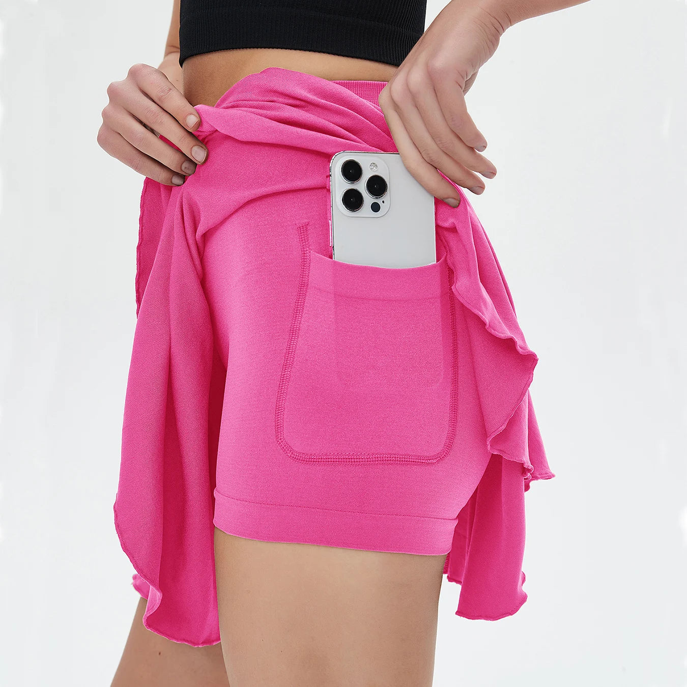 Women’s Sports Mini Skirt with Pockets / High Waist &amp; Safety Inner Shorts