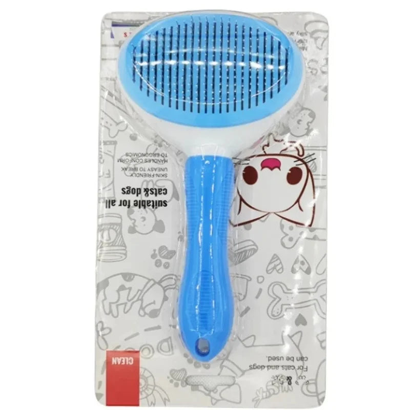 Self-Cleaning-Pet-Hair-Remover-Cat-Dog-Slicker-Brush-LINE-blue