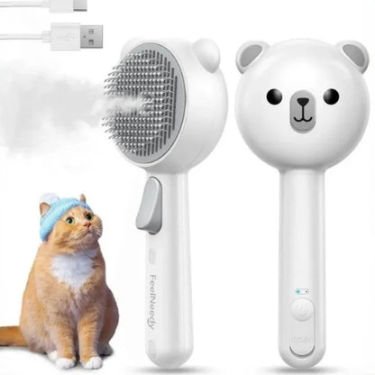 Steam-Pet-Cat-Grooming-Cat-Brush-Pro-white