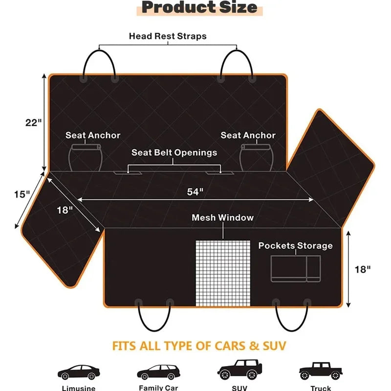 Waterproof Dog Bed RyDeCar Seat Protector Mat for Pets-SIZE