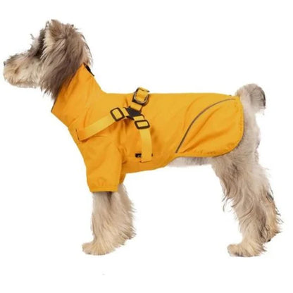 Waterproof Rain Dog Coats with Harness-yellow