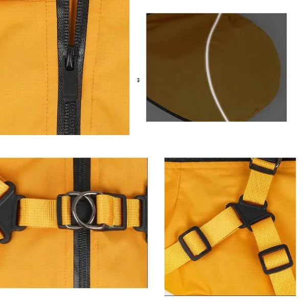 Waterproof Rain Dog Coats with Harness-details