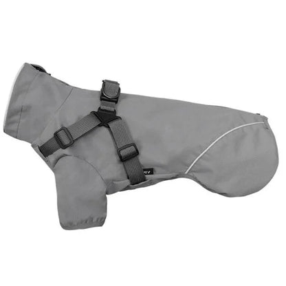 Waterproof Rain Dog Coats with Harness-grey