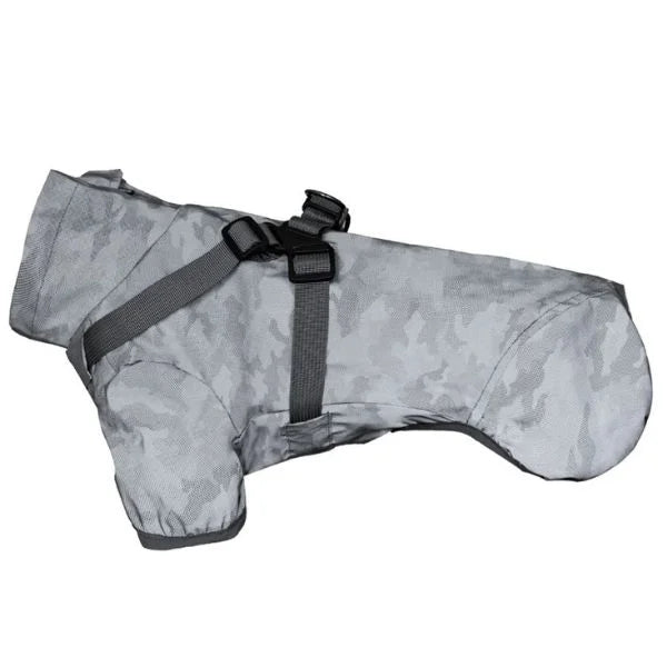 Waterproof Rain Dog Coats with Harness-grey