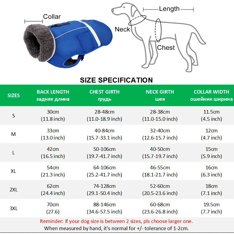 Waterproof, Reflective and Padded Coat for Dogs-Size