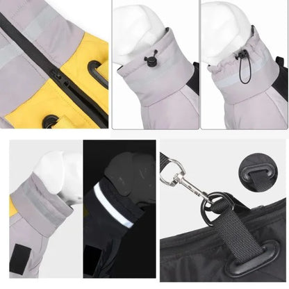 Waterproof Winter Dog Coat with Reflective High Collar for Large Dogs