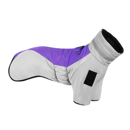 Waterproof Winter Dog Coat with Reflective High Collar for Large Dogs