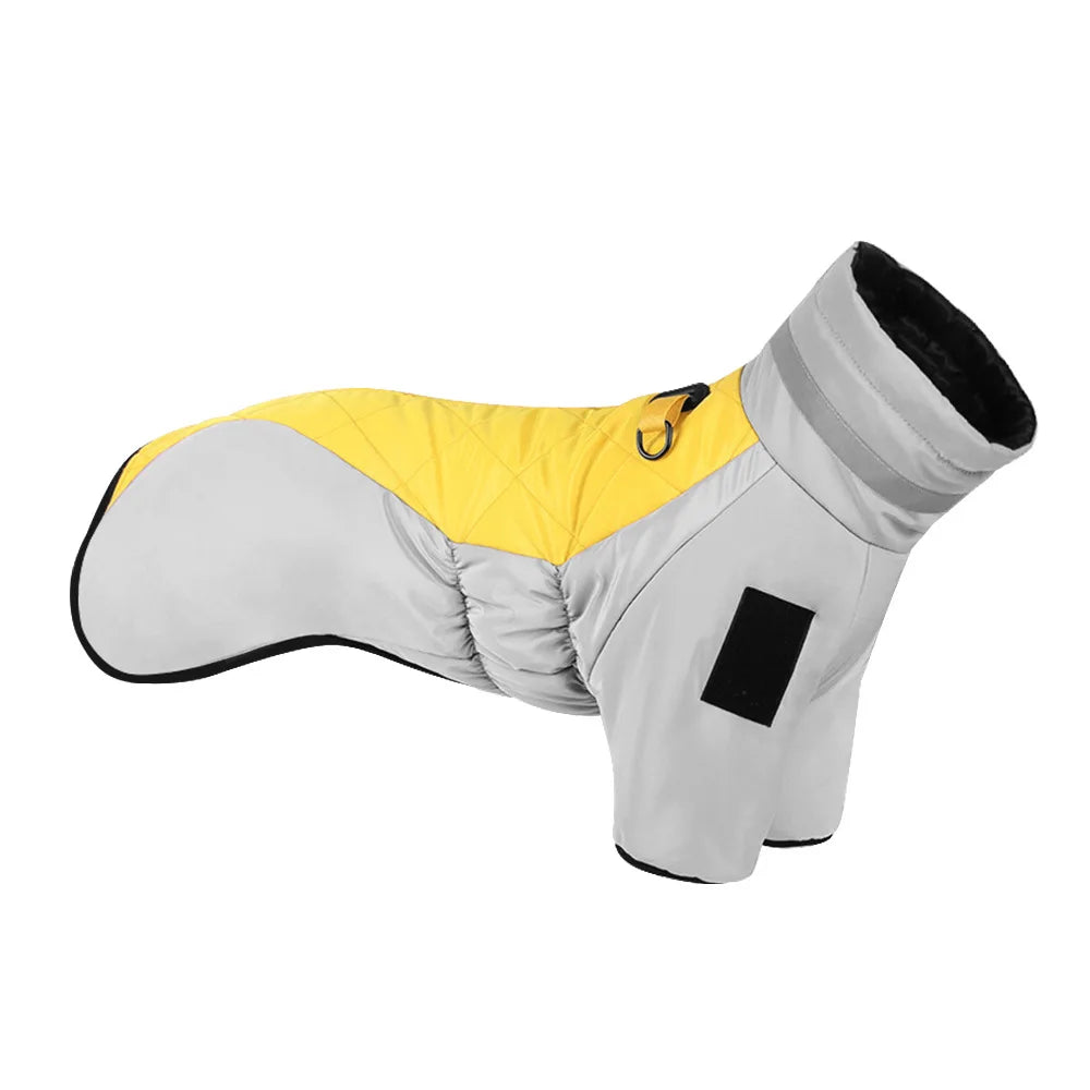 Waterproof Winter Dog Coat with Reflective High Collar for Large Dogs